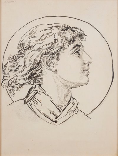 Karton do polichromii Kościoła Mariackiego - Głowa anioła autorstwa Jan Matejko