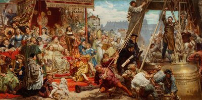 Zawieszenie dzwonu Zygmunta na wieży katedry w Krakowie w 1521 roku autorstwa Jan Matejko