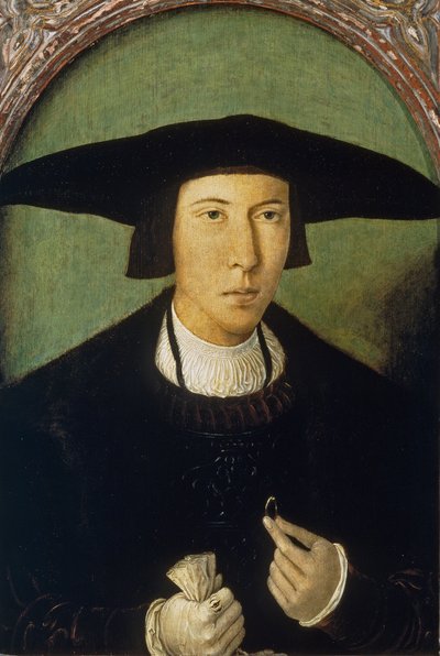 ""Portret młodzieńca"" (Portret młodzieńca) Obraz Jana Mostaerta (1472/73-1555/56) ok. 1520 Wymiary 53x37 cm Museo del Prado, Madryt autorstwa Jan Mostaert