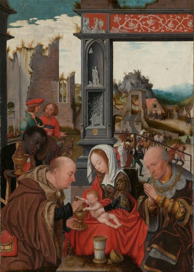 Pokłon Trzech Króli, ok. 1520-5 (olej na desce) autorstwa Jan Mostaert