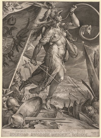 Bellona prowadząca armie cesarza przeciwko Turkom, 1600. autorstwa Jan Muller