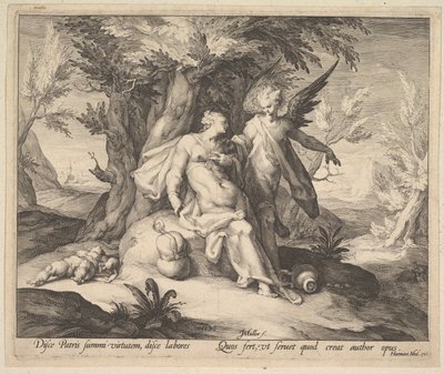 Hagar na pustyni pocieszana przez anioła, ca. 1609. autorstwa Jan Muller