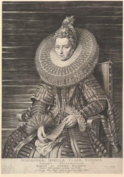 Portret Izabeli Clary Eugenii, guwernantki południowych Holandii, 1615. autorstwa Jan Muller