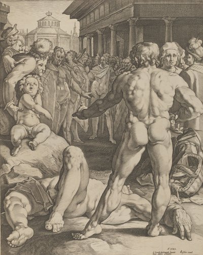 Walka Ulissesa i Irusa, ca. 1590 autorstwa Jan Muller