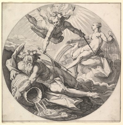 Drugi dzień umiera II, z cyklu Stworzenie świata, ca. 1594. autorstwa Jan Muller