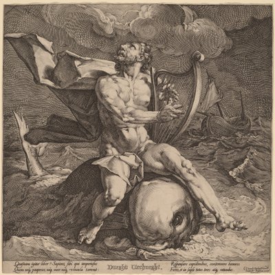 Arion na delfinie autorstwa Jan Muller, after Cornelis Cornelisz van Haarlem