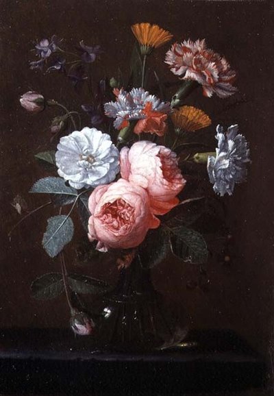 Martwa natura z róż, goździków i innych kwiatów autorstwa Jan Pauwel Gillemans the Younger