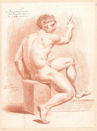 Siedzący akt męski, widziany z tyłu (2. nagroda 1789) autorstwa Jan Philip Reuthel jr.