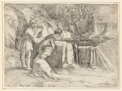 Dwóch mężczyzn przy studni autorstwa Jan Philipsz. van Bouckhorst