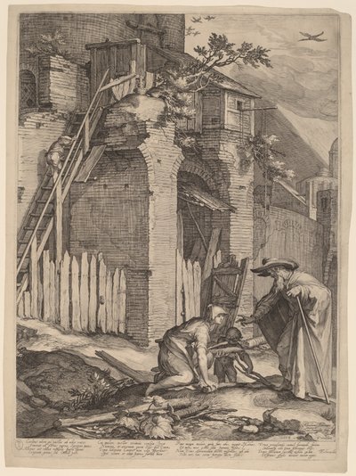 Prorok Eliasz z wdową z Sarepty autorstwa Jan Pietersz Saenredam, after Abraham Bloemaert