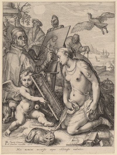 Artysta malujący nagą kobietę: alegoria percepcji wizualnej autorstwa Jan Pietersz Saenredam after Hendrik Goltzius