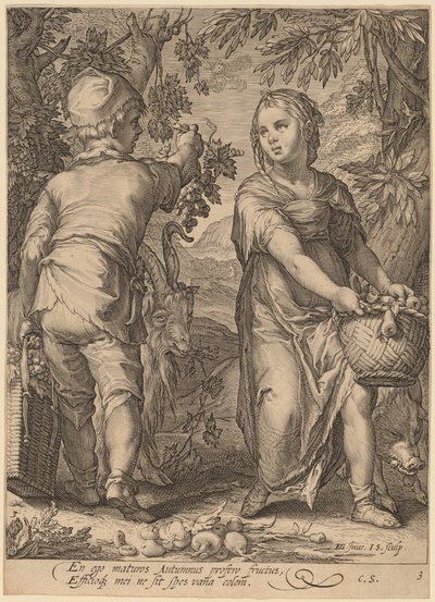 Jesień autorstwa Jan Pietersz Saenredam after Hendrik Goltzius