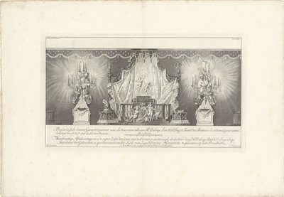 Tył sali z majestatem księcia Wilhelma IV, 1751 Fond de la sale dessiné Geometriquement (...) / Meetkonstige Afteekeninge pleców Zijde der Zale z Cieraden soodanigh jak te autorstwa den Hr. Delage Leuit. Pułkownik: Ingen.r i Intendant autorstwa Jan Punt