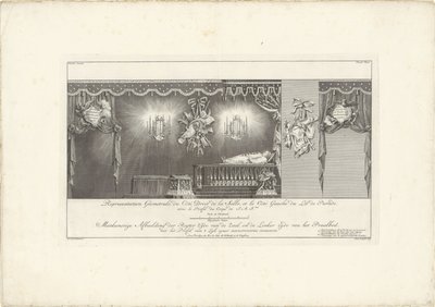 Prawa strona sali z majestatem księcia Wilhelma IV, 1751 Representation Geometrale du Côte Droit (...) / Meetkonstige Obraz prawej strony sali i lewej strony łóżka Splendor, z profilem 
