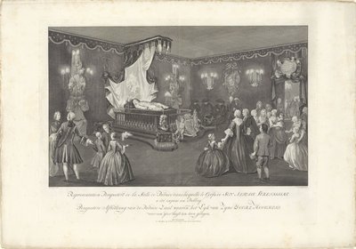 Sala z majestatem księcia Wilhelma IV, 1751 Reprezentacja Perspective de la Salle de Parade (...) Perspektywa Obraz Sali Paradowej, w której Lyk van Zyne Doorl. Wysokość dla yder została wystawiona (tytuł na obiekcie) W łóżko pływakowe autorstwa Jan Punt