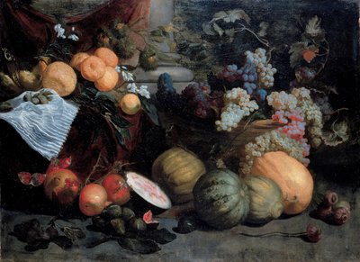 Martwa natura z owocami i warzywami, pierwsza trzecia XVII wieku. autorstwa Jan Roos