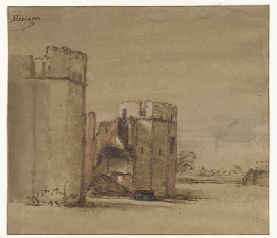 Widok na zamek Honingen w pobliżu Rotterdamu autorstwa Jan Ruyscher (attributed to)