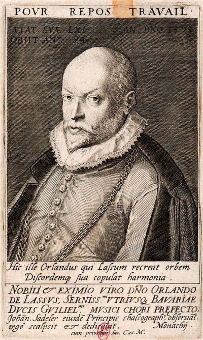 Portret kompozytora Orlando di Lasso 1532-1594, 1593. autorstwa Jan Sadeler