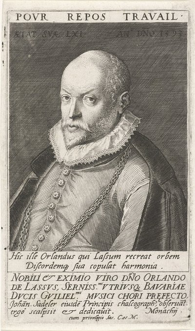 Portret kompozytora Orlando di Lasso 1532-1594, 1593 autorstwa Jan Sadeler