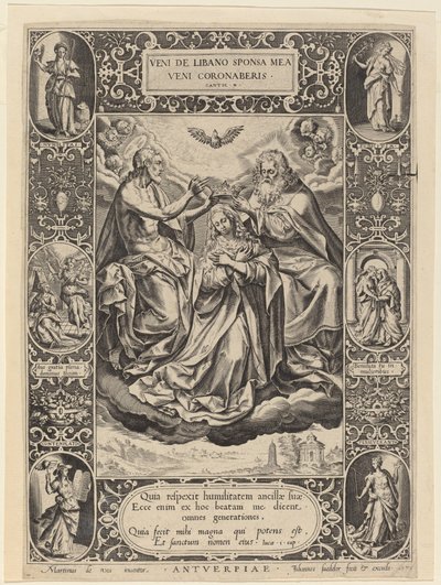 Koronacja Dziewicy autorstwa Jan Sadeler I after Maarten de Vos