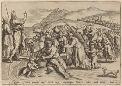 Wyjście z Egiptu autorstwa Jan Sadeler I, after Maarten van Cleef