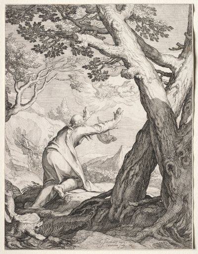 Elizeusz i Eliasz Rydwan ognia, 1604. autorstwa Jan Saenredam