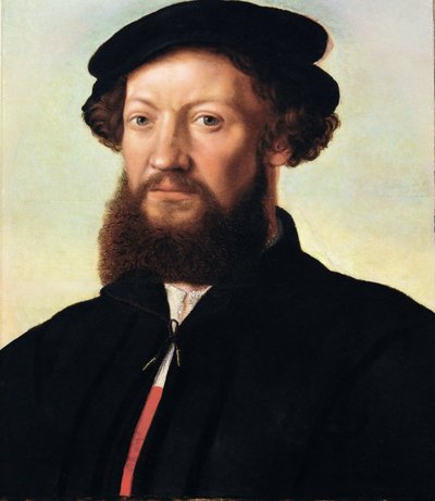 Portret mężczyzny - Jan Sanders van Hemessen (ok. 1500-ok. 1566). Olej na drewnie, ok. 1555. Wymiar: 47x39 cm. Muzeum Historii Sztuki, Wiedeń autorstwa Jan Sanders van Hemessen