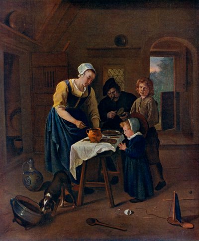 Rodzina chłopska w czasie posiłku przed mięsem, c1665, 1912. autorstwa Jan Havickszoon Steen