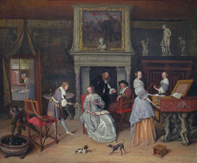 Fantastyczne wnętrze z Janem Steenem i rodziną Gerrita Schoutena autorstwa Jan Steen