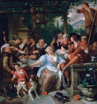 „Wesoła firma na tarasie”, c1673-1675 autorstwa Jan Steen