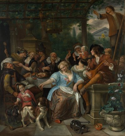 Wesoła Firma na Tarasie, ca. 1670. autorstwa Jan Havickszoon Steen