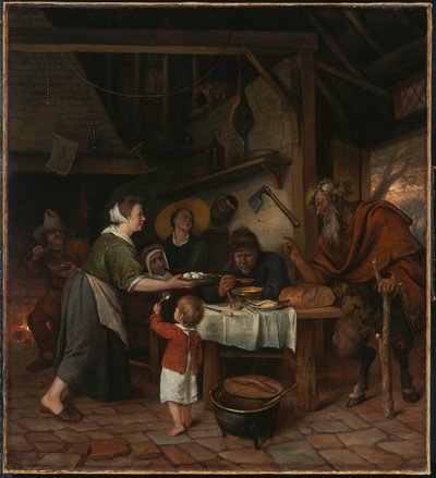Satyr i rodzina chłopska autorstwa Jan Steen