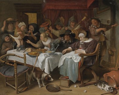 Dwunasta noc: król pije autorstwa Jan Steen