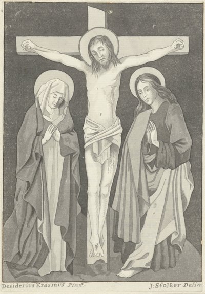 Chrystus na krzyżu z Maryją i Janem autorstwa Jan Stolker (signed by artist)