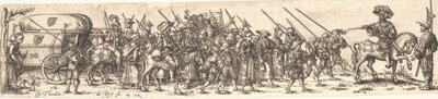 Wiara żołnierzy, na czele oficera na koniu autorstwa Jan Theodor de Bry