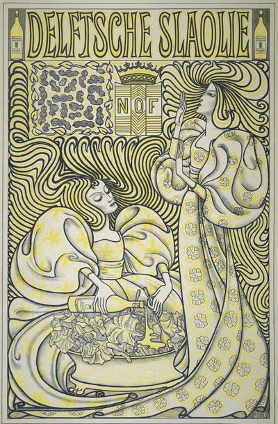 Plakat do oleju do sałatek Delft, pub.1894 (kolor lito) autorstwa Jan Toorop
