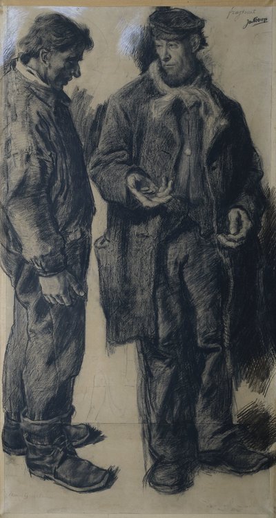 „Mauvais salaire”: dwóch robotników autorstwa Jan Toorop