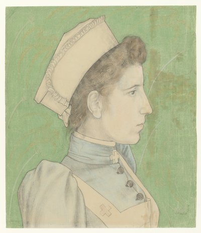 Portret pielęgniarki Nelly Portret van Nelly Goudkade autorstwa Jan Toorop