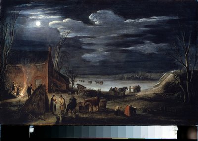 Zima (zima). Obraz Jana II van de Velde (1593-1641). Olej na drewnie, 30 x 44,5 cm. Sztuka flamandzka, sztuka barokowa. Muzeum Ermitażu w Sankt Petersburgu. autorstwa Jan Van de II Velde