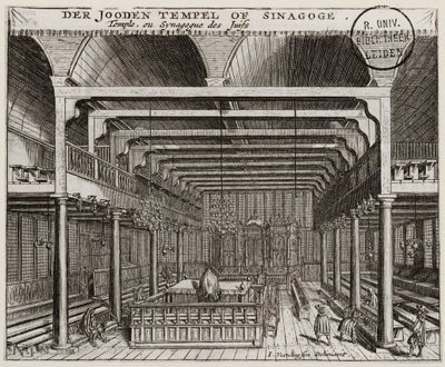 Wnętrze Synagogi Portugalskiej w Amsterdamie autorstwa Jan Veenhuysen