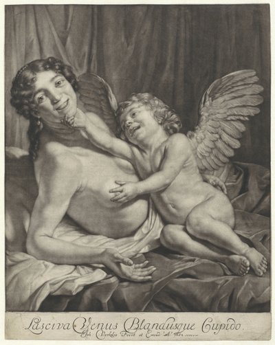 Wenus i Amor Lustful Venus i Delikatny Kupidyn (tytuł na obiekcie) autorstwa Jan Verkolje (I)