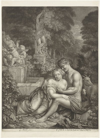 Vertumnus en Pomona autorstwa Jan Verkolje (I)