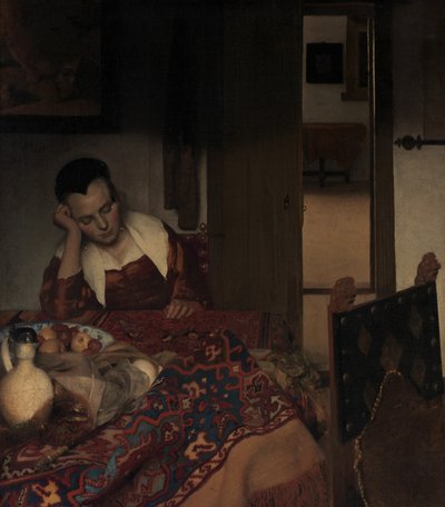 Śpiąca pokojówka, ok. godz. 1656-57. autorstwa Johannes Vermeer