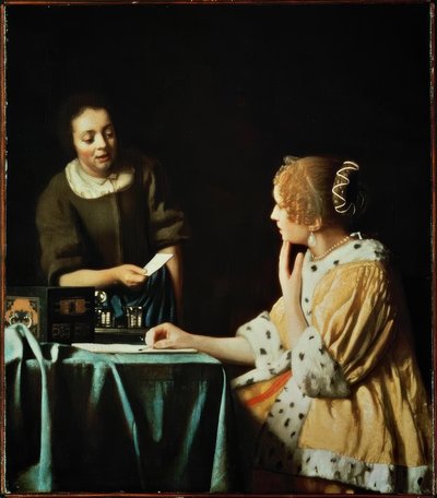 Pani z służącą i listem autorstwa Jan Vermeer van Delft