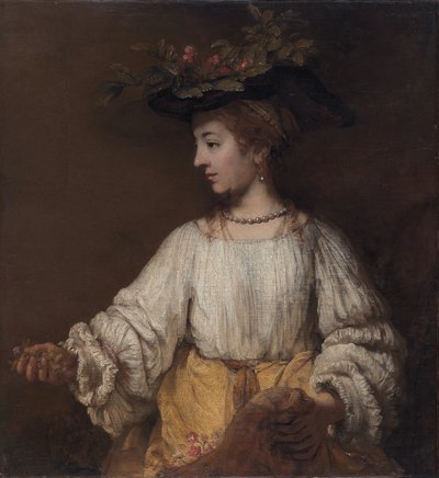Flora - Obraz Rembrandta van Rijn autorstwa Johannes Vermeer