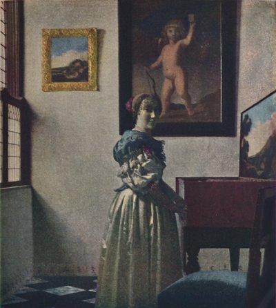 Dama stojąca przy Virginals, ok. 1670-1672, ok. 1950. autorstwa Jan Vermeer van Delft