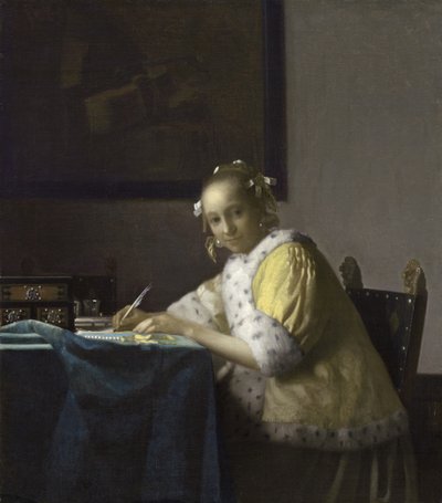 Pani pisząca list, 1665-1670 autorstwa Jan Vermeer van Delft