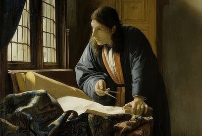Der Geograph (szczegóły). 1669 autorstwa Jan Vermeer van Delft