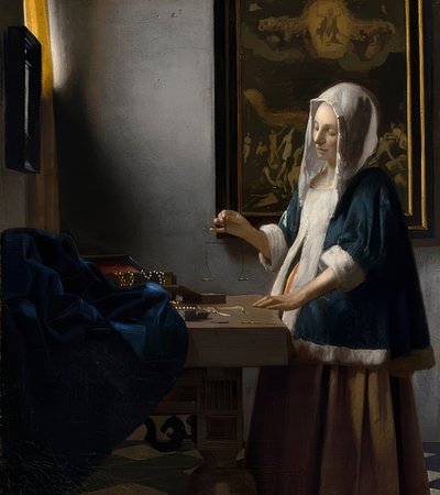 Kobieta z wagą. około 1664 autorstwa Jan Vermeer van Delft