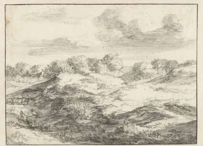 Krajobraz wydm, z domkiem w oddali autorstwa Jan Vermeer van Haarlem (I) (attributed to)